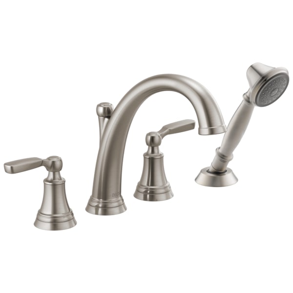 4-hole 8-16" installation Hole Deck-Mount with Diverter Tub Filler Faucet, Stainless